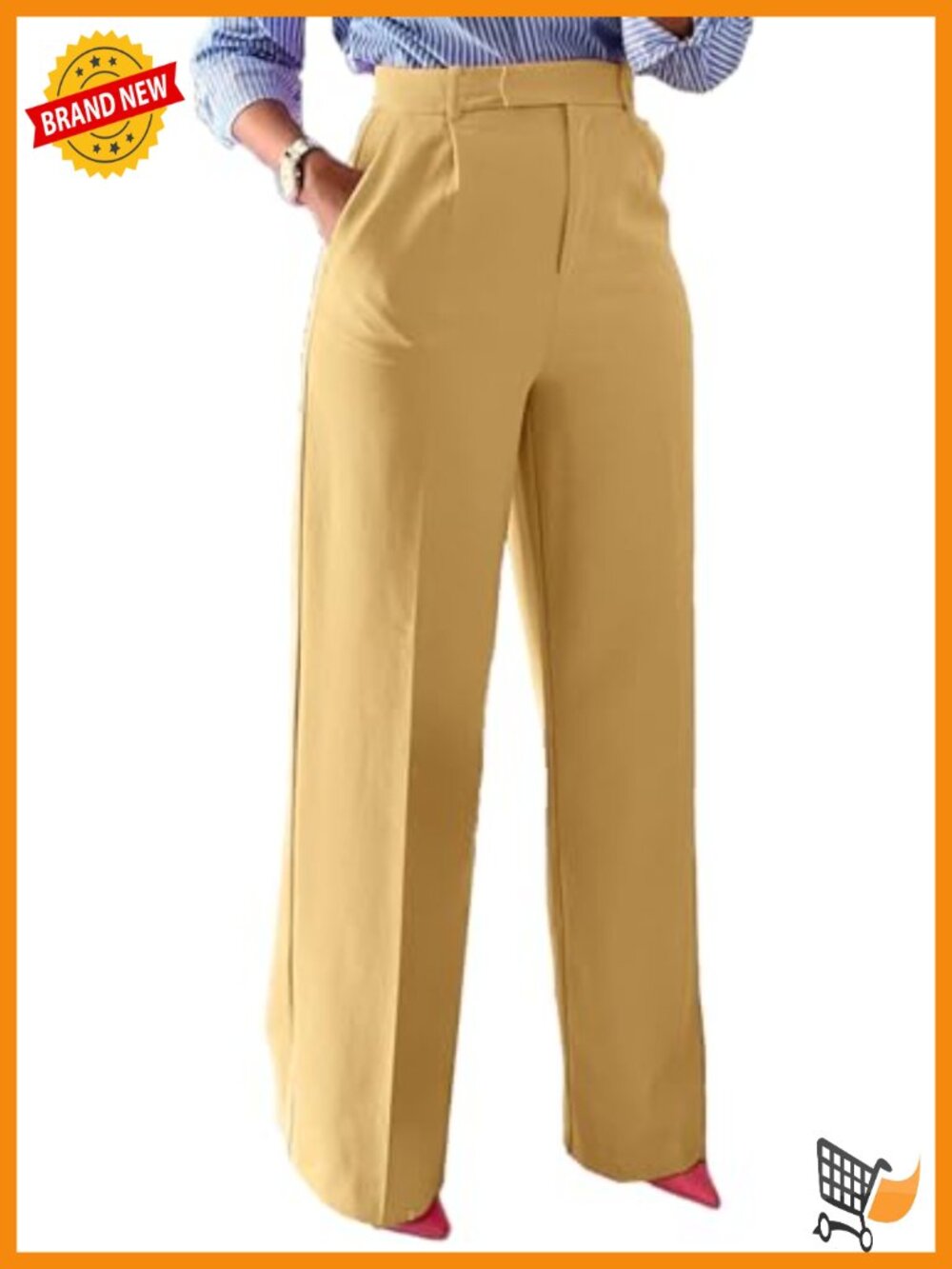 Wide Leg High Waisted Dress Pants Straight Leg Business Slacks Trousers